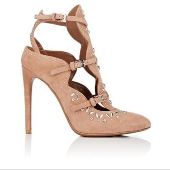 Alaia Shoes - NEW - Alaia - Cut Out Suede Ankle Boots Blush 37.5